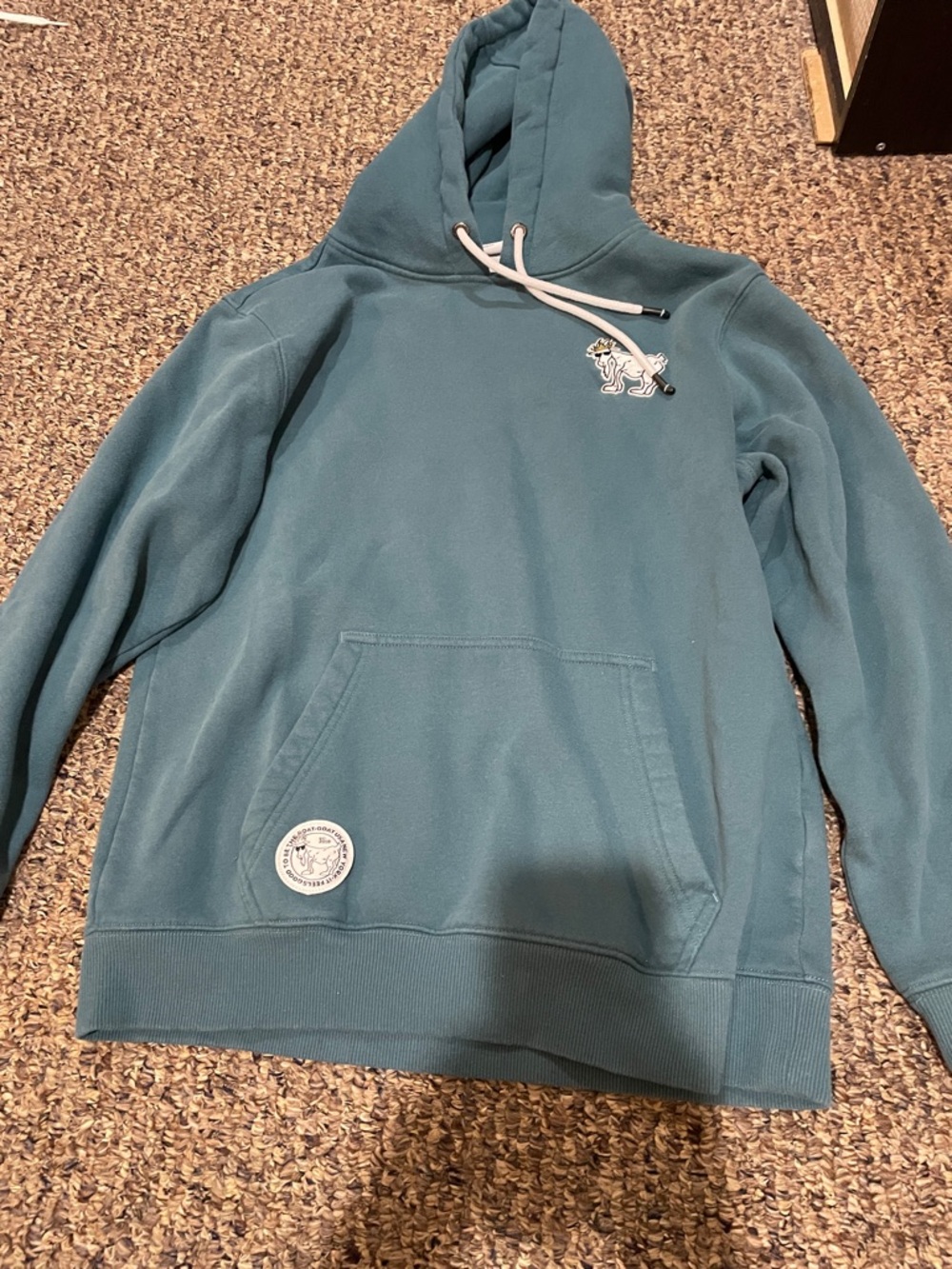 GOAT Women's Teal Pullover Hoodie with Embroidered Accent